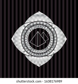 pyramids icon inside silvery shiny badge