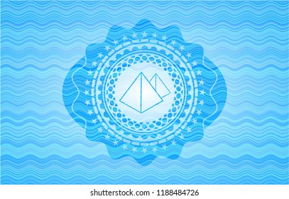 pyramids icon inside water style emblem.