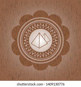 pyramids icon inside wood emblem. Vintage.