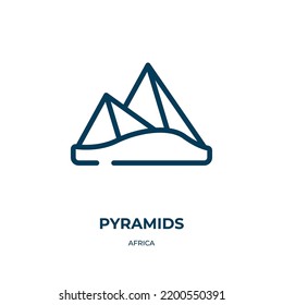Pyramids icon. Linear vector illustration from africa collection. Outline pyramids icon vector. Thin line symbol for use on web and mobile apps, logo, print media.