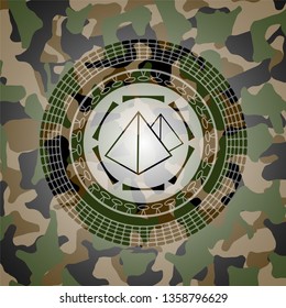 pyramids icon on camouflaged pattern