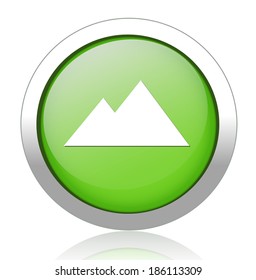 Pyramids icon on the green with silver  button