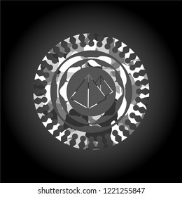 pyramids icon on grey camouflage texture