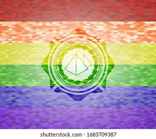 pyramids icon on mosaic background with the colors of the LGBT flag