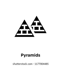 Pyramids icon vector isolated on white background, logo concept of Pyramids sign on transparent background, filled black symbol