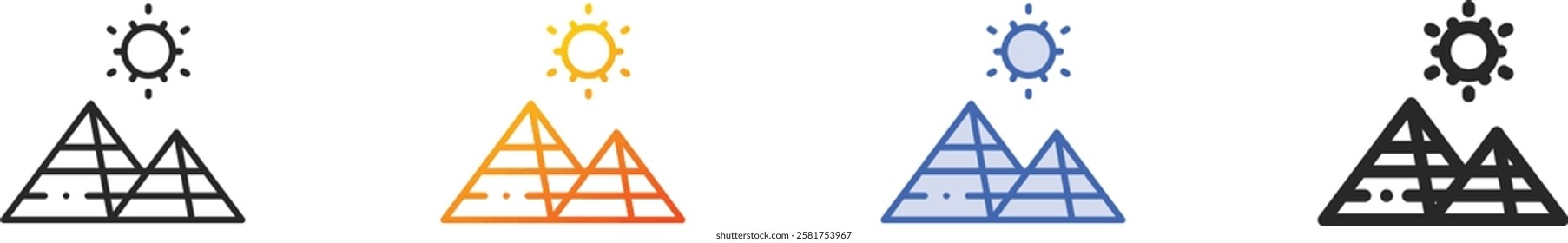 pyramids icon.Thin Linear, Gradient, Blue Stroke and bold Style Design Isolated On White Background