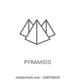 Pyramids linear icon. Modern outline Pyramids logo concept on white background from Architecture and Travel collection. Suitable for use on web apps, mobile apps and print media.