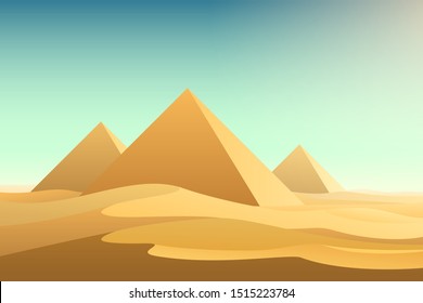 Pyramids in sands desert illustration