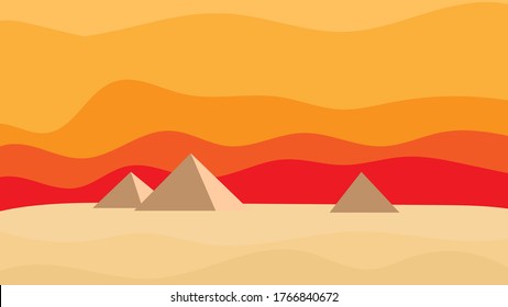 Pyramids at sunset. Vector image, eps 10