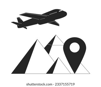 Pyramids tourism flat line concept vector spot illustration. Attraction in Egypt 2D cartoon flat line monochromatic objects for web UI design. Destination travel editable isolated outline hero image