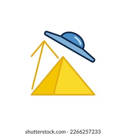 Pyramids and UFO vector concept colored icon or symbol