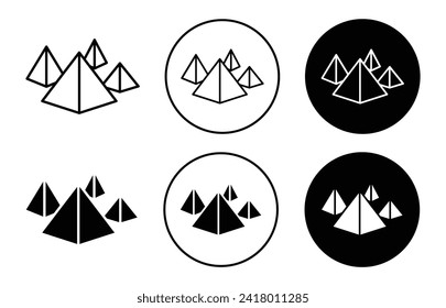 Pyramids vector icon set collection. Pyramids Outline flat Icon.