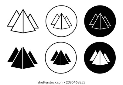 Ilustración vectorial de las pirámides. Icono egipcio de grandes pirámides para diseños de interfaz de usuario. Adecuado para aplicaciones y sitios web.
