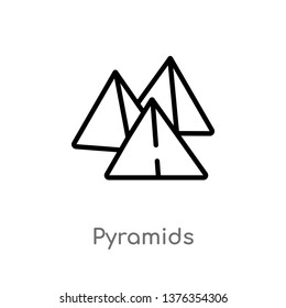 pyramids vector line icon. Simple element illustration. pyramids outline icon from africa concept. Can be used for web and mobile