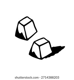 Ilustración vectorial dibujada a mano de queso de cabra en forma de pirámide