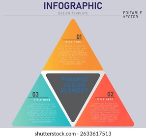 Pyramid-Shaped Infographic Design with Three Triangular Sections 