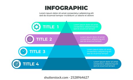 Pyramid-Structured Infographic with Four Horizontal Sections Vector Illustration