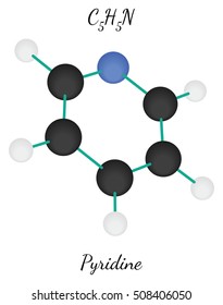 Pyridine C5H5N molecule isolated on white