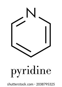 Pyridine chemical solvent and reagent molecule. Skeletal formula.