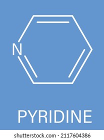 Pyridine chemical solvent and reagent molecule. Skeletal formula.