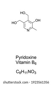 Pyridoxine Vitamin B6 Chemical Formula Skeletal Stock Vector (Royalty ...