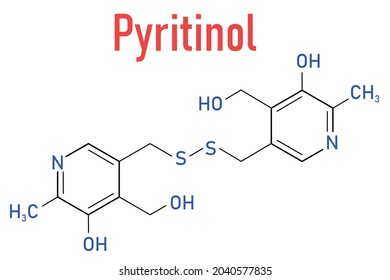 Pyritinol (pyridoxine disulfide) cognitive and learning disorder drug molecule. Also used in nootropic dietary supplements. Skeletal formula.