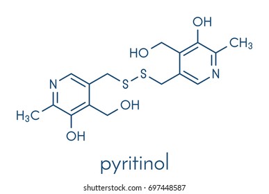 Pyritinol (pyridoxine disulfide) cognitive and learning disorder drug molecule. Also used in nootropic dietary supplements. Skeletal formula.