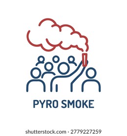 Pyro Smoke Icon Illustration Containing supporter flare, stadium smoke, and fan atmosphere