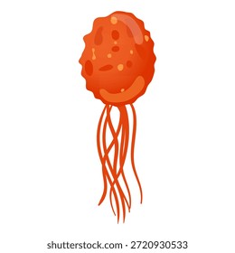 Pyrococcus Furiosus Ilustración con tentáculos, educación científica, estudio de microbiología