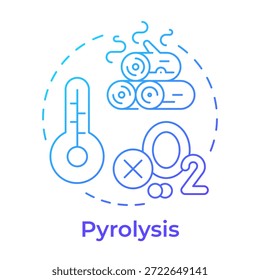 Pyrolysis blue gradient concept icon. High temperature, burning wood. Chemical process. Round shape line illustration. Abstract idea. Graphic design. Easy to use in article, brochure