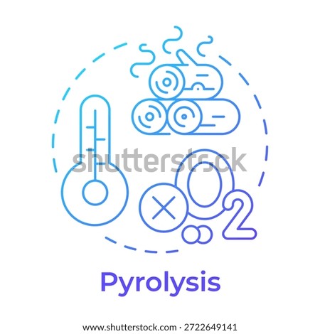 Pyrolysis blue gradient concept icon. High temperature, burning wood. Chemical process. Round shape line illustration. Abstract idea. Graphic design. Easy to use in article, brochure