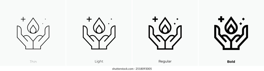 pyromancy icon. Thin, Light Regular And Bold style design isolated on white background