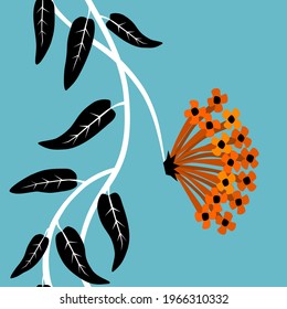 pyrostegia venusta flower vector Orange trumpet, Flame flower, Fire-cracker vine, bright exotic color vine flora seamless illustration