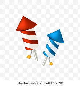 Pyrotechnic Emoticon on Transparent Background. Isolated Vector Illustration 