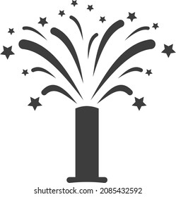 Pyrotechnic fireworks with fire. The explosion of Christmas fireworks. The symbol of Christmas in flat black. Vector image isolated on a white background.