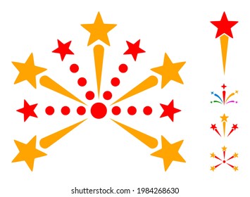 Pyrotechnic salute icon with flat style. Isolated vector pyrotechnic salute icon illustrations on a white background, simple style. Some similar icons appended.