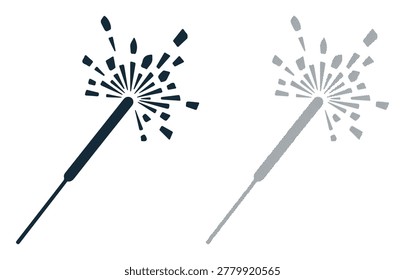 Pyrotechnic sparkler illustrations depicting festive light emitting sticks in two textures.
