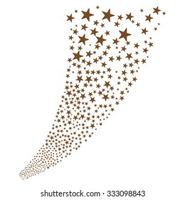 Pyrotechnic Star Fireworks Stream vector illustration. Style is brown flat bright stars, white background.