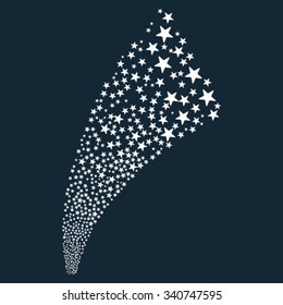 Pyrotechnic Star Salute Stream vector illustration. Style is white flat stars, dark blue background.