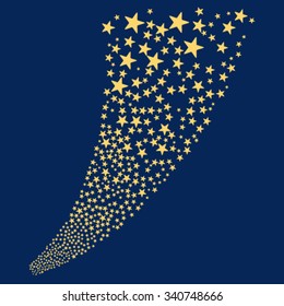 Pyrotechnic Star Salute Stream vector illustration. Style is yellow flat stars, blue background.