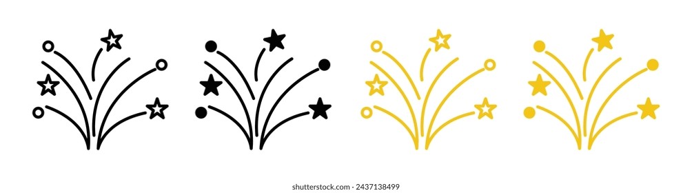 Pyrotechnics Celebration Line Icon. Event Pyrotechnic Joy icon in outline and solid flat style.