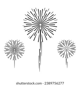 Pirotecnia icono de Firework vector realista con símbolos festivos ilustración vectorial aislada