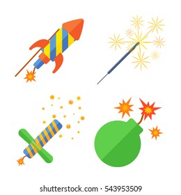 Pyrotechnics and fireworks vector.