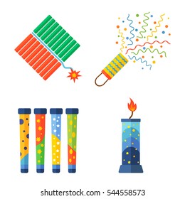 Pyrotechnics and fireworks vector.