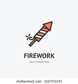 Pyrotechnics Rocket Firework Sign Thin Line Icon Emblem Concept. Vector illustration of Celebration Holiday Party Symbol