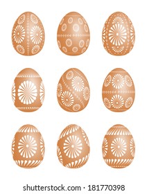 Pysanky - traditional eastern Europe decorated with wax Easter Eggs. Vector illustration over white background.