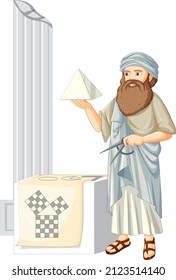 Pythagoras cartoon character on white background illustration