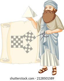 Pythagoras cartoon character on white background illustration