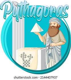 Pythagoras philosopher in cartoon style illustration