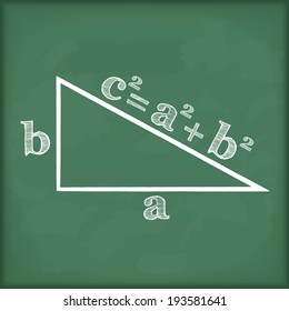Pythagoras' theorem on blackboard, vector eps10 illustration